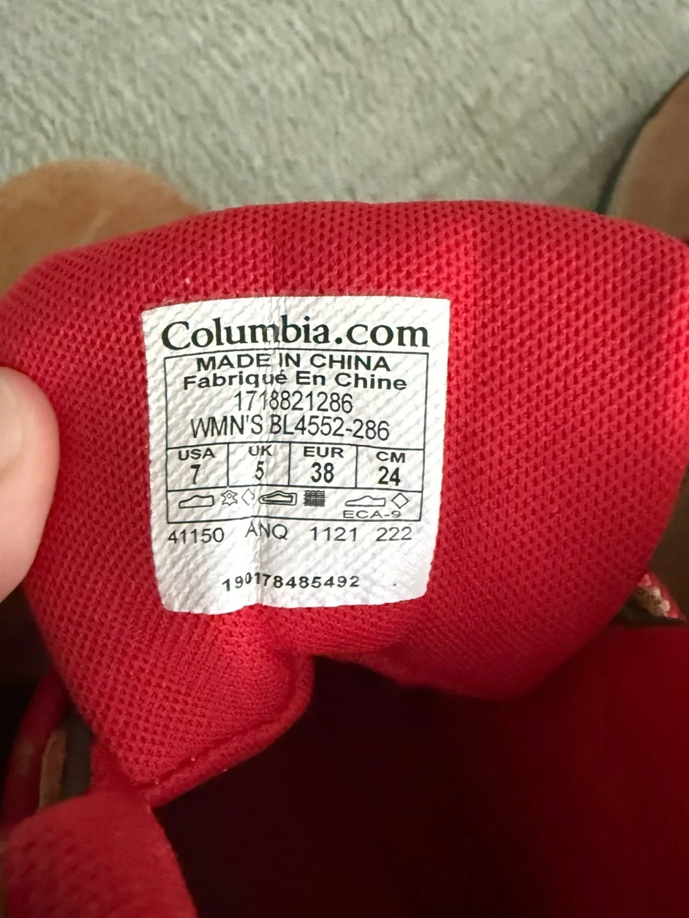 Columbia Brown Suede Hiking Boots with Red Accents